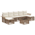 Conjunto de sofás de jardín 8 pcs Beige ratán sintético