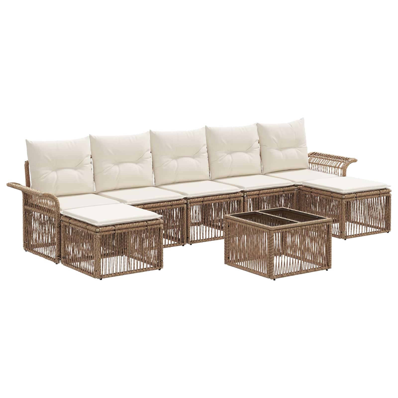 Conjunto de sofás de jardín 8 pcs Beige ratán sintético