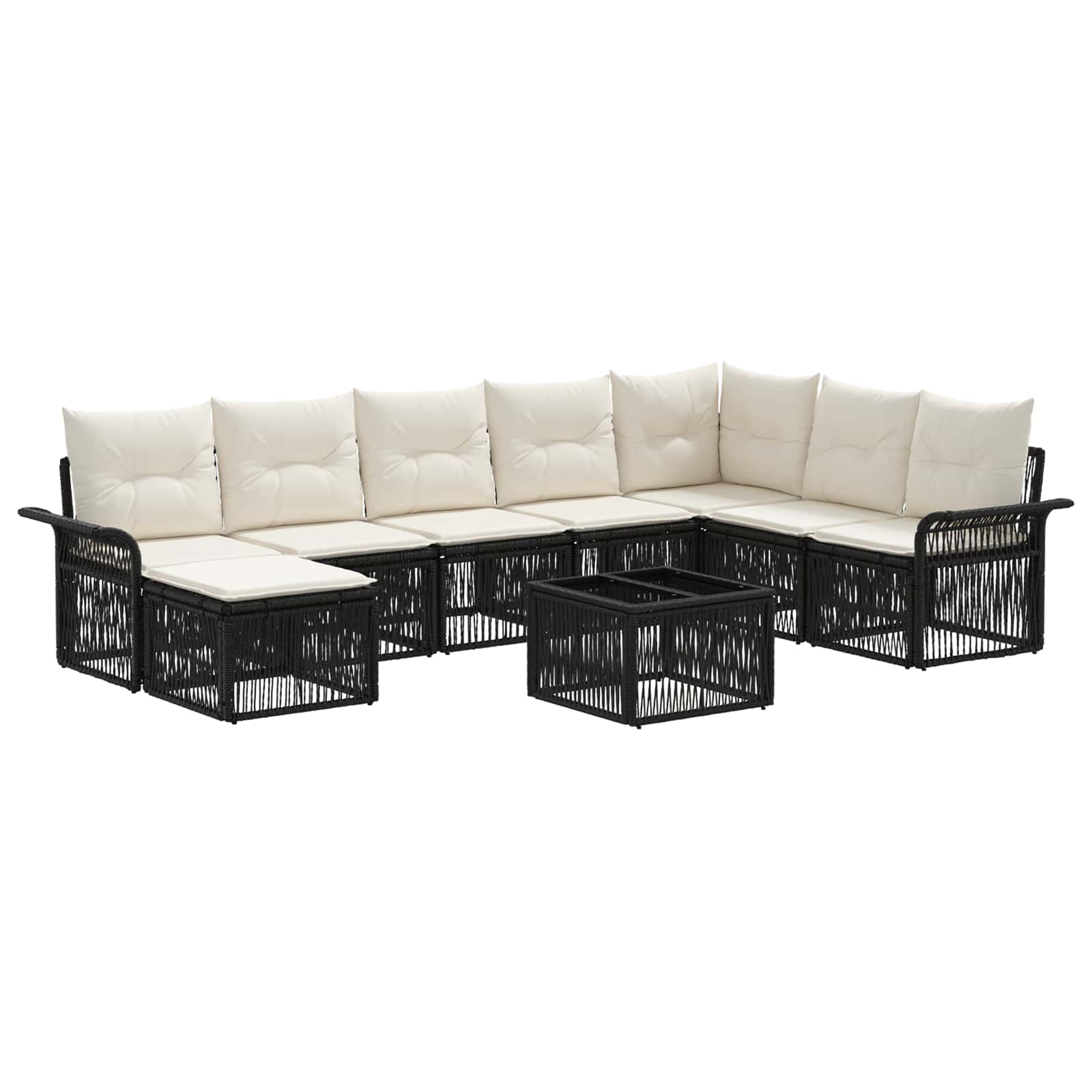 9-Piece Outdoor Sofa Set Beige Poly Rattan