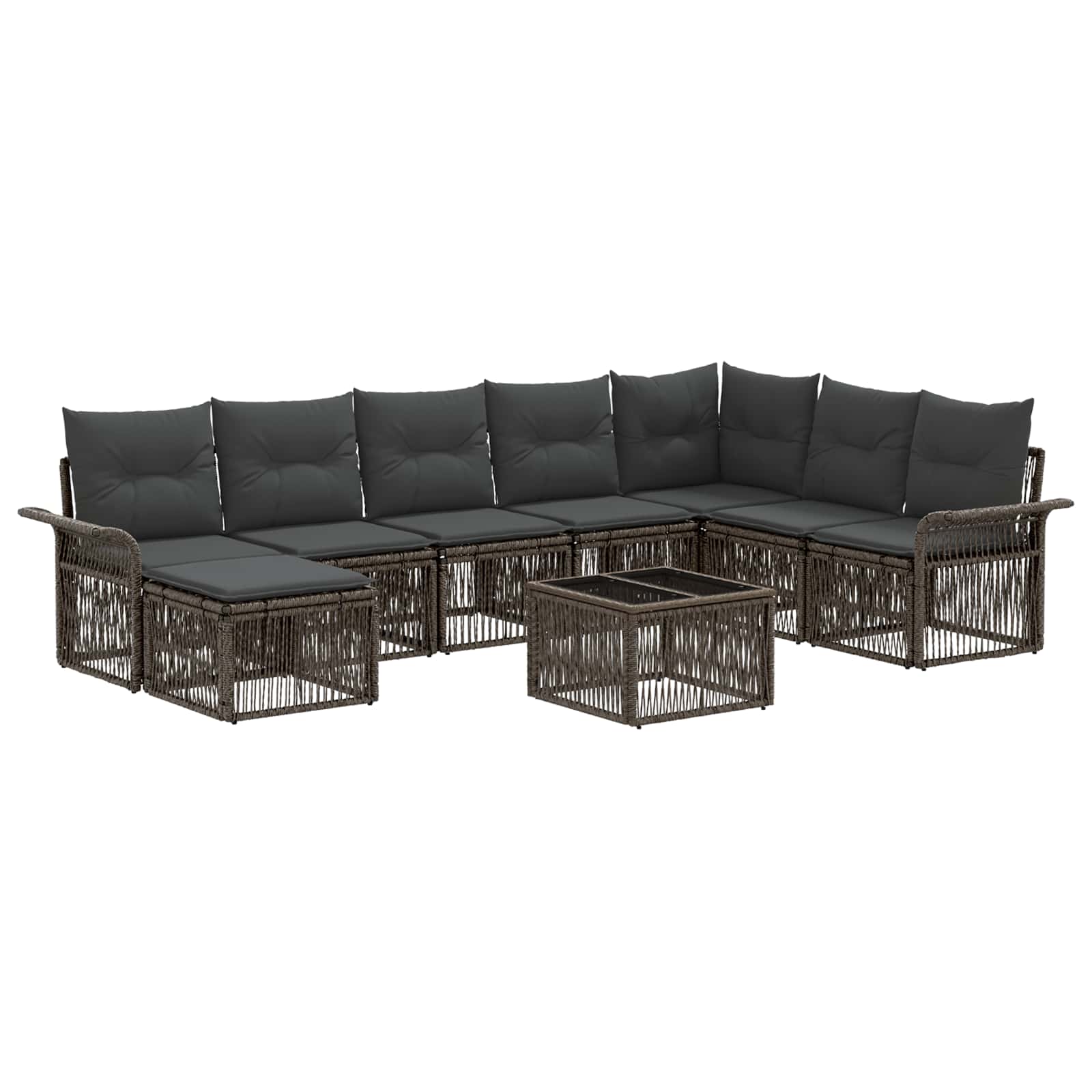 9-Piece Outdoor Sofa Set Beige Poly Rattan