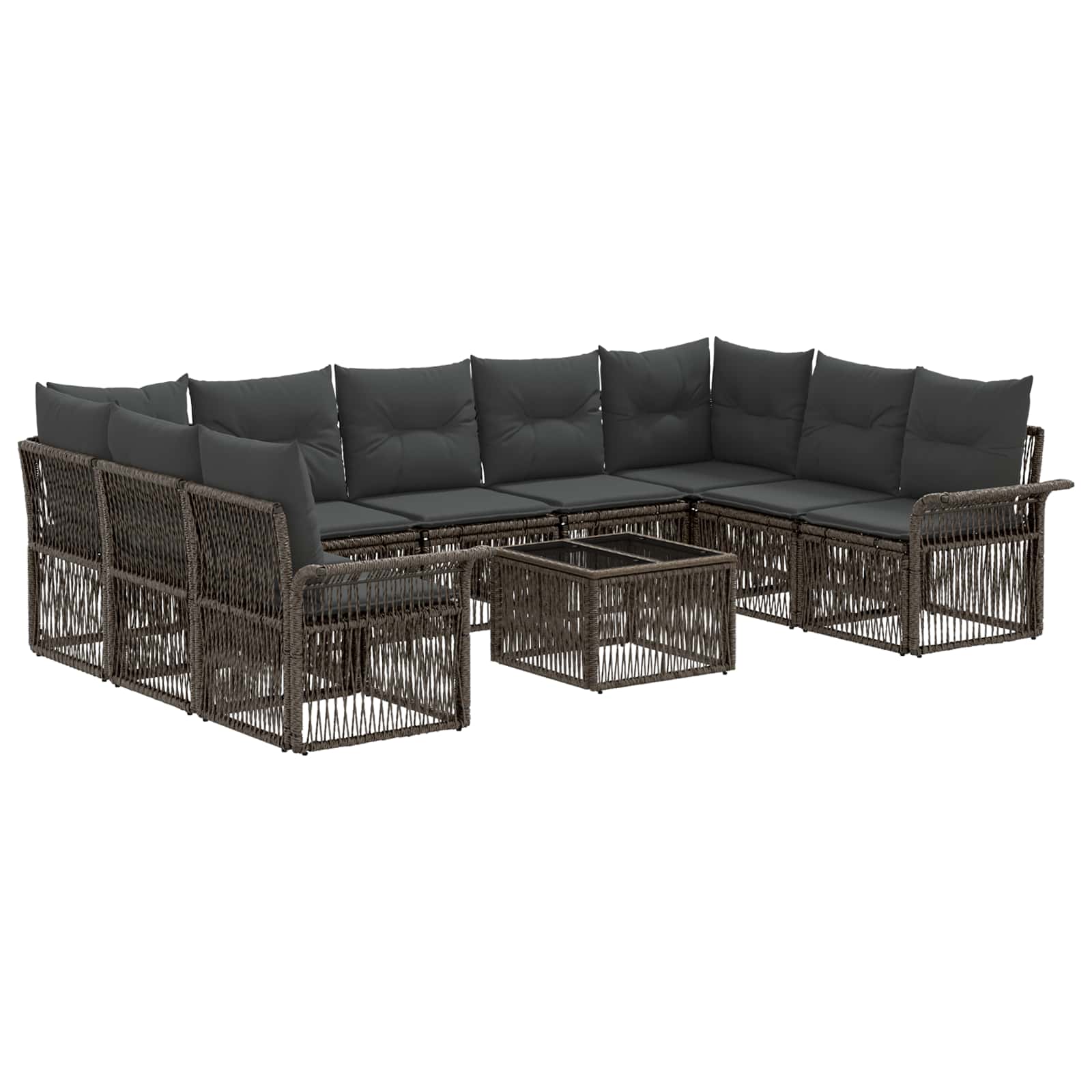 Conjunto de sofás de jardim 10 pcs Bege vime sintético