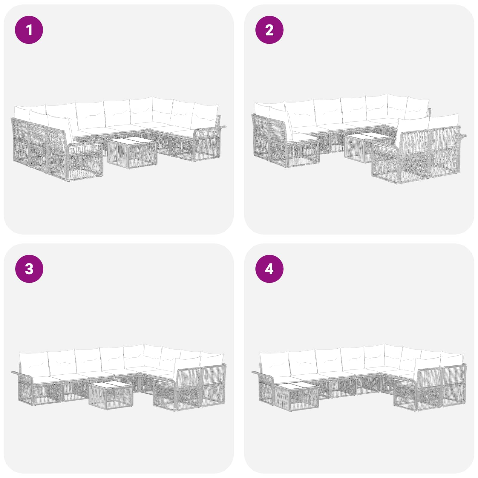 Conjunto de sofás de jardín 10 pcs Beige ratán sintético