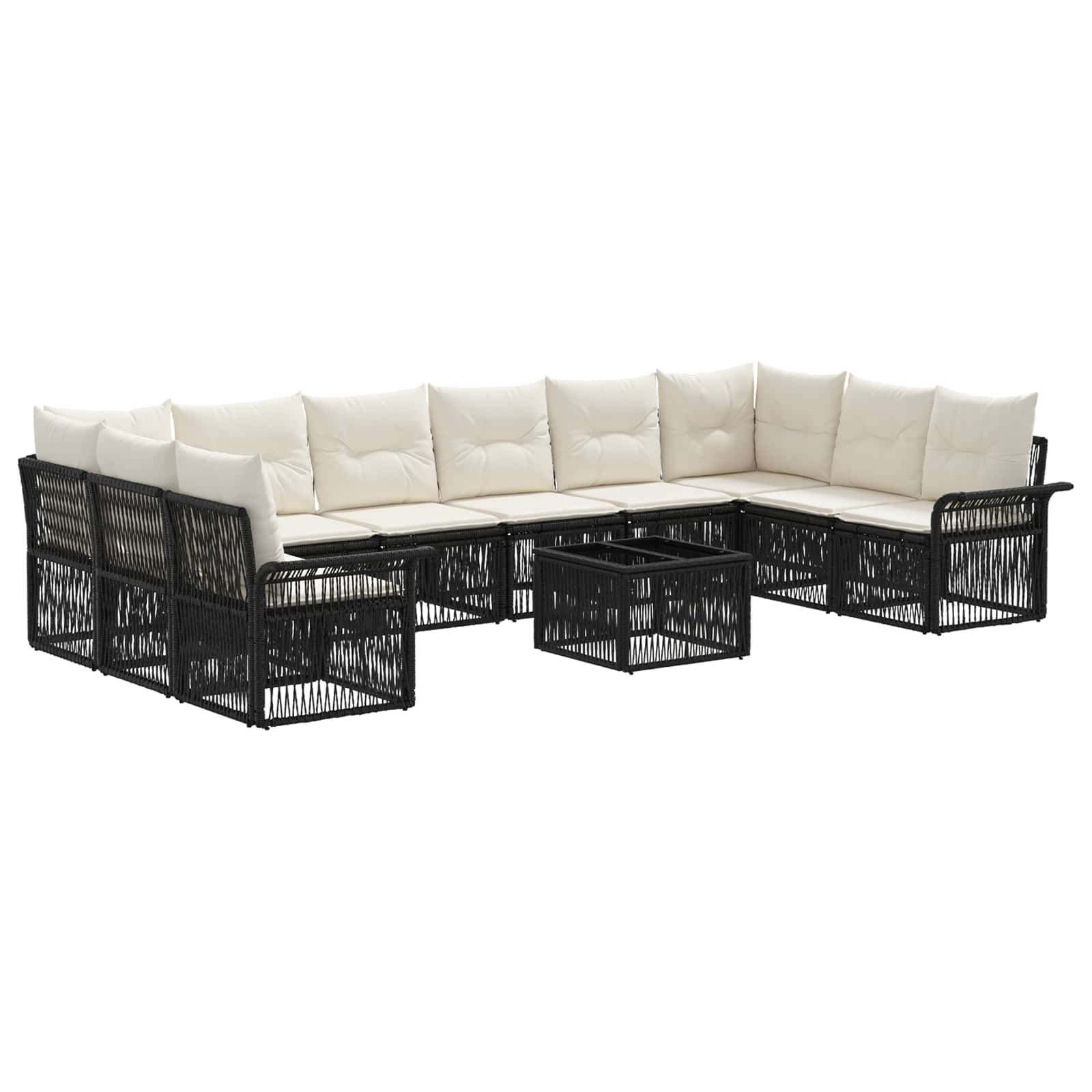11-Piece Garden Sofa Set Beige Synthetic Rattan