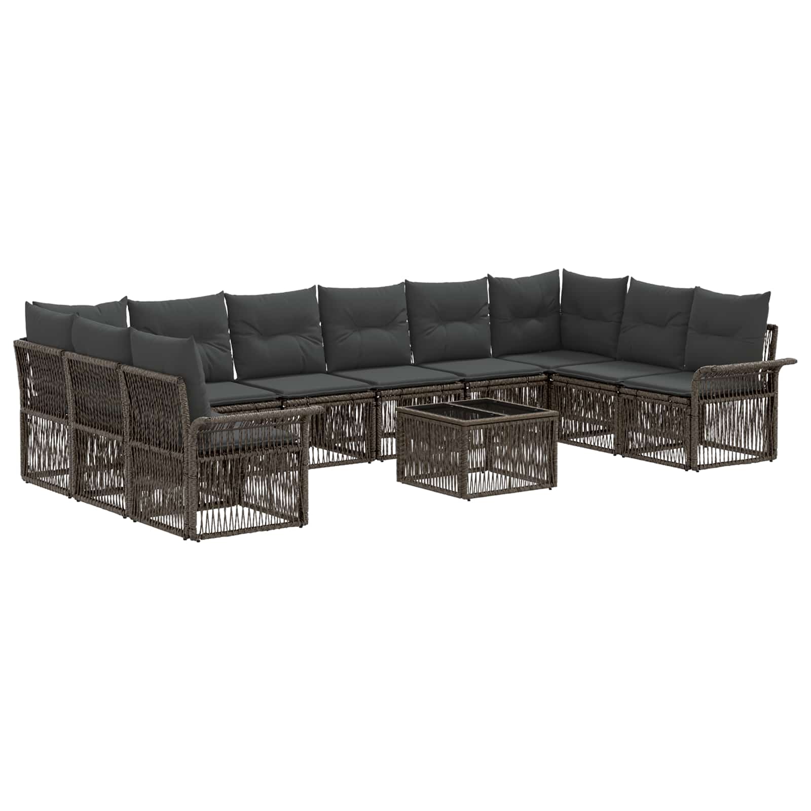 11-Piece Garden Sofa Set Beige Synthetic Rattan