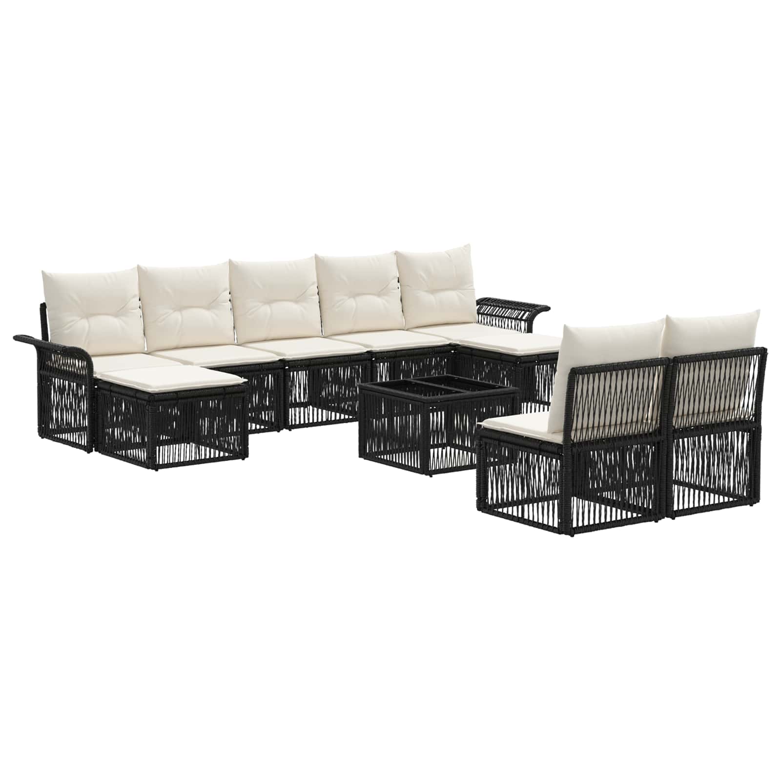 Conjunto de sofás de jardín 10 pcs Beige ratán sintético