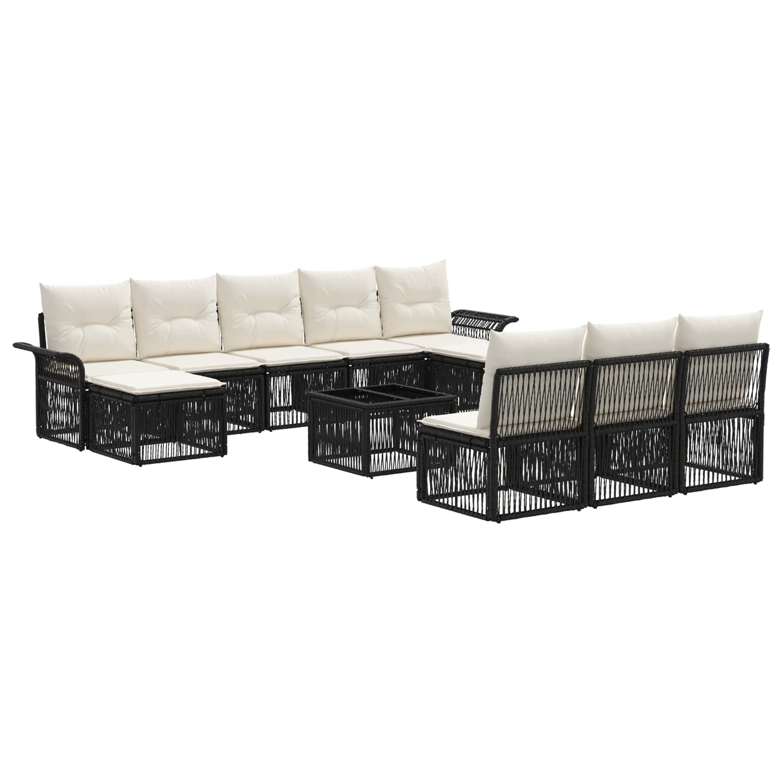 Conjunto de sofás de jardín 11 pcs Beige ratán sintético