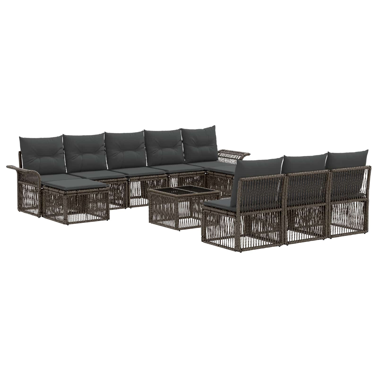 Conjunto de sofás de jardín 11 pcs Beige ratán sintético