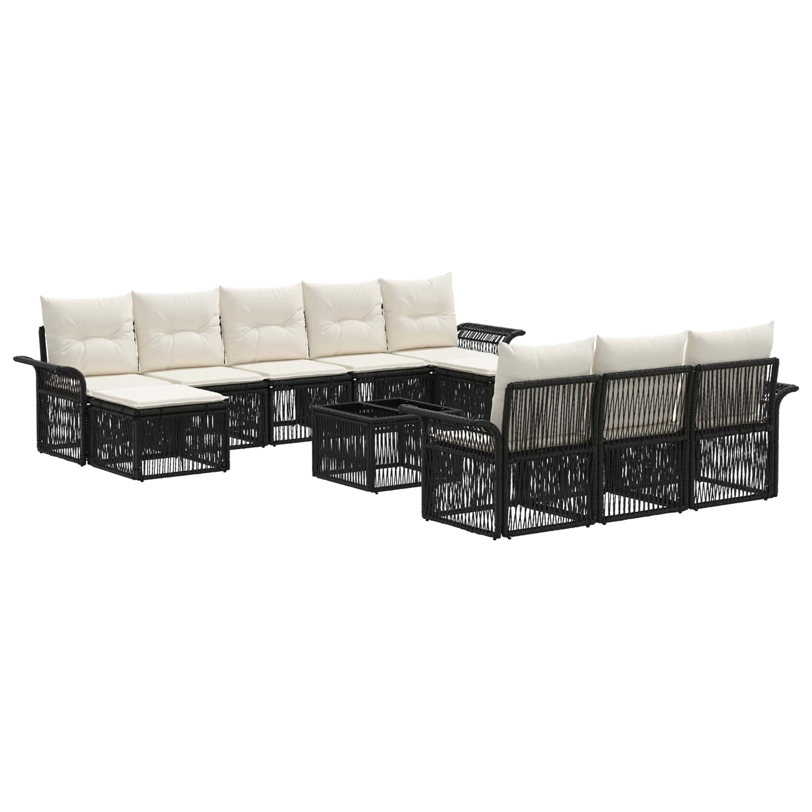 Conjunto de sofás de jardín 11 pcs Beige ratán sintético
