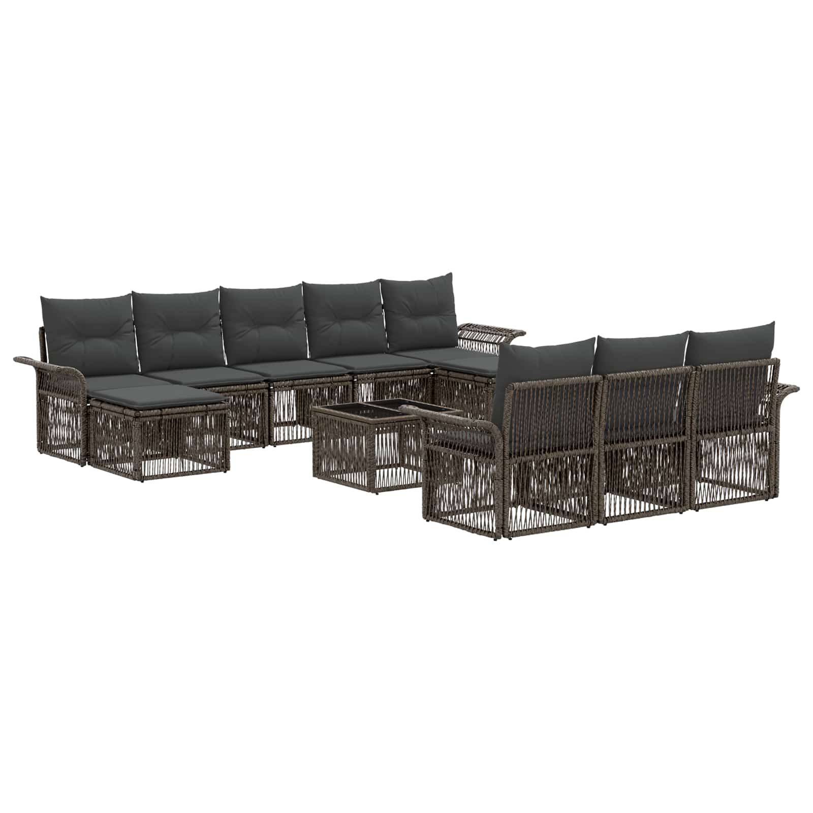 Conjunto de sofás de jardín 11 pcs Beige ratán sintético