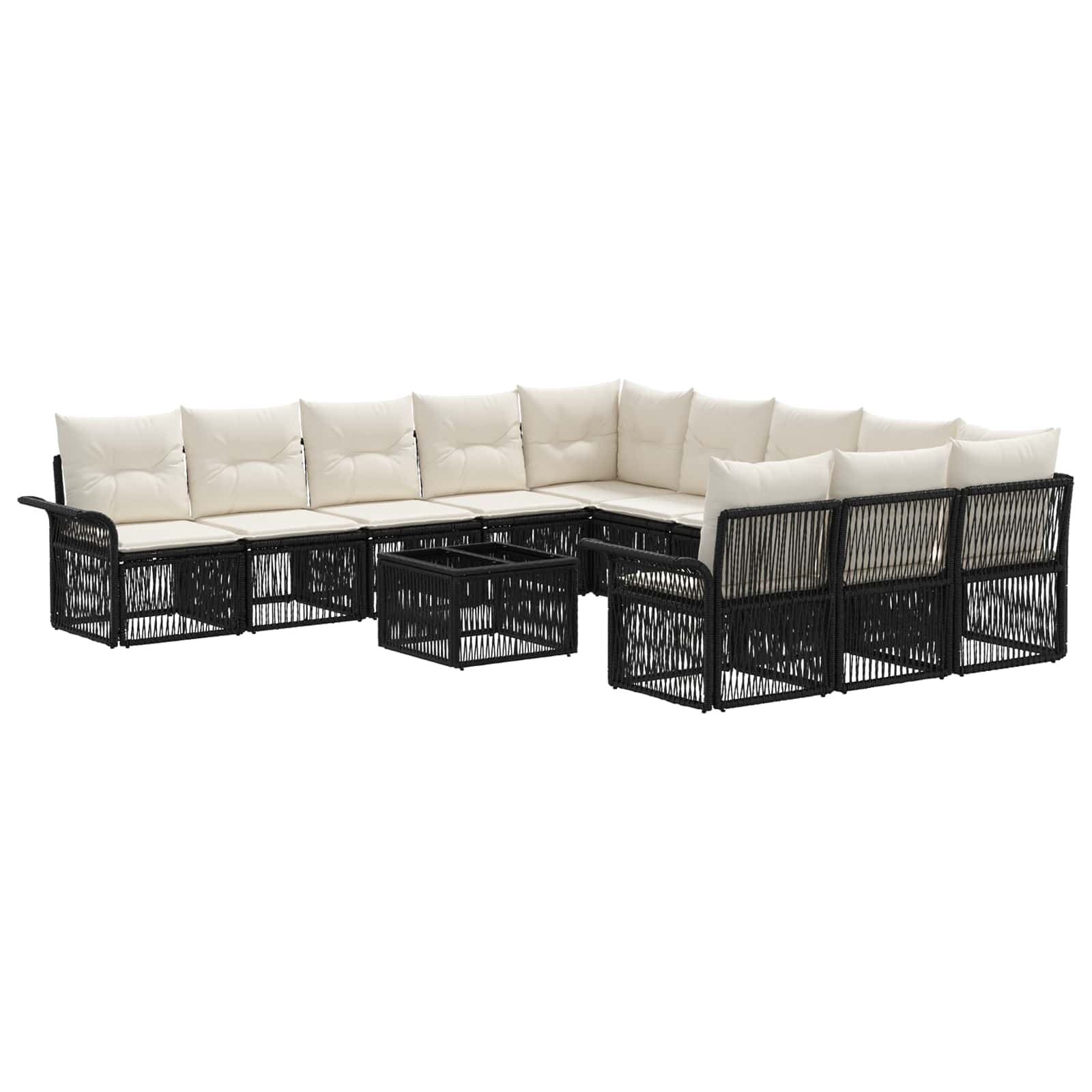Conjunto de sofás de jardín 12 pcs Beige ratán sintético
