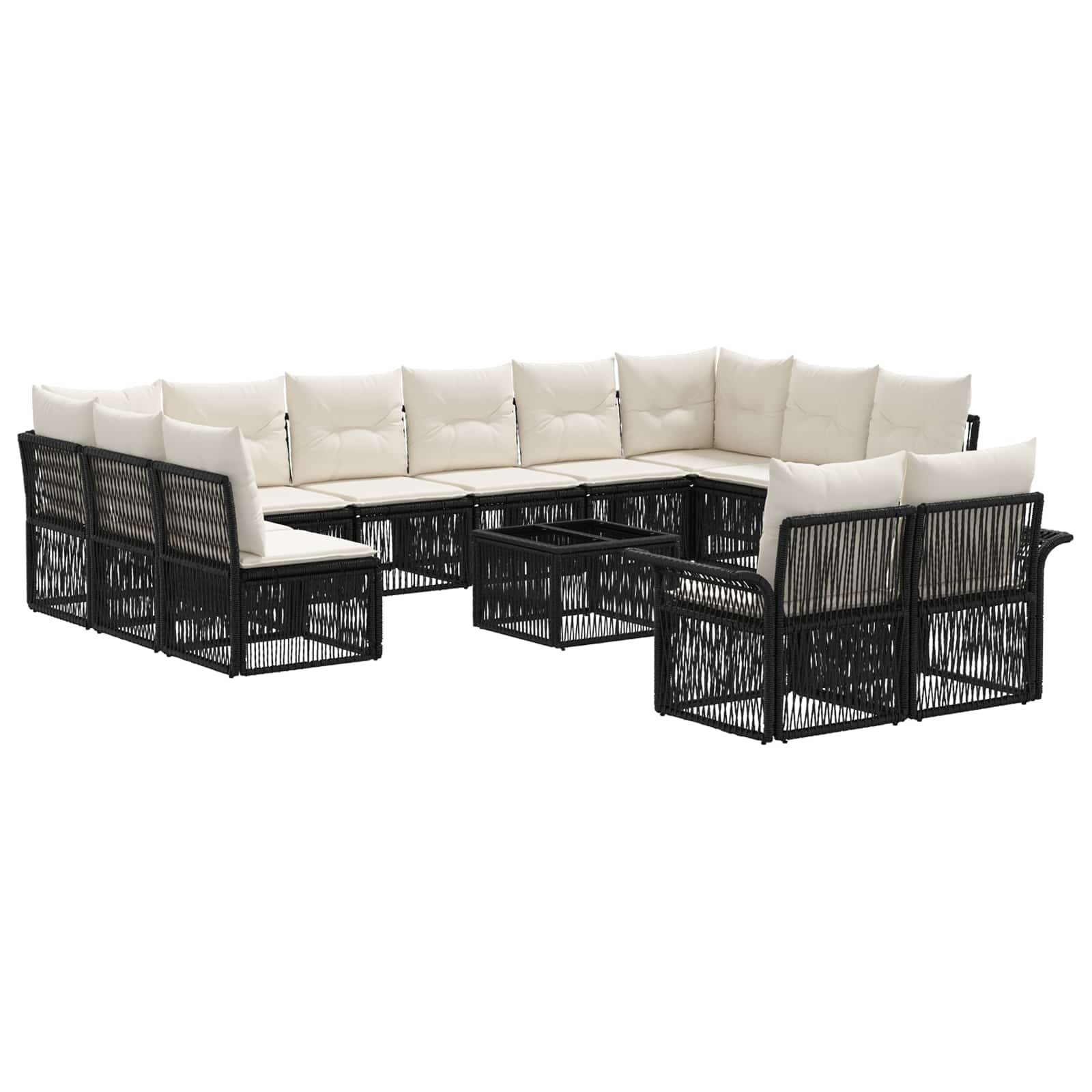 Conjunto de sofás de jardín 13 pcs Beige ratán sintético