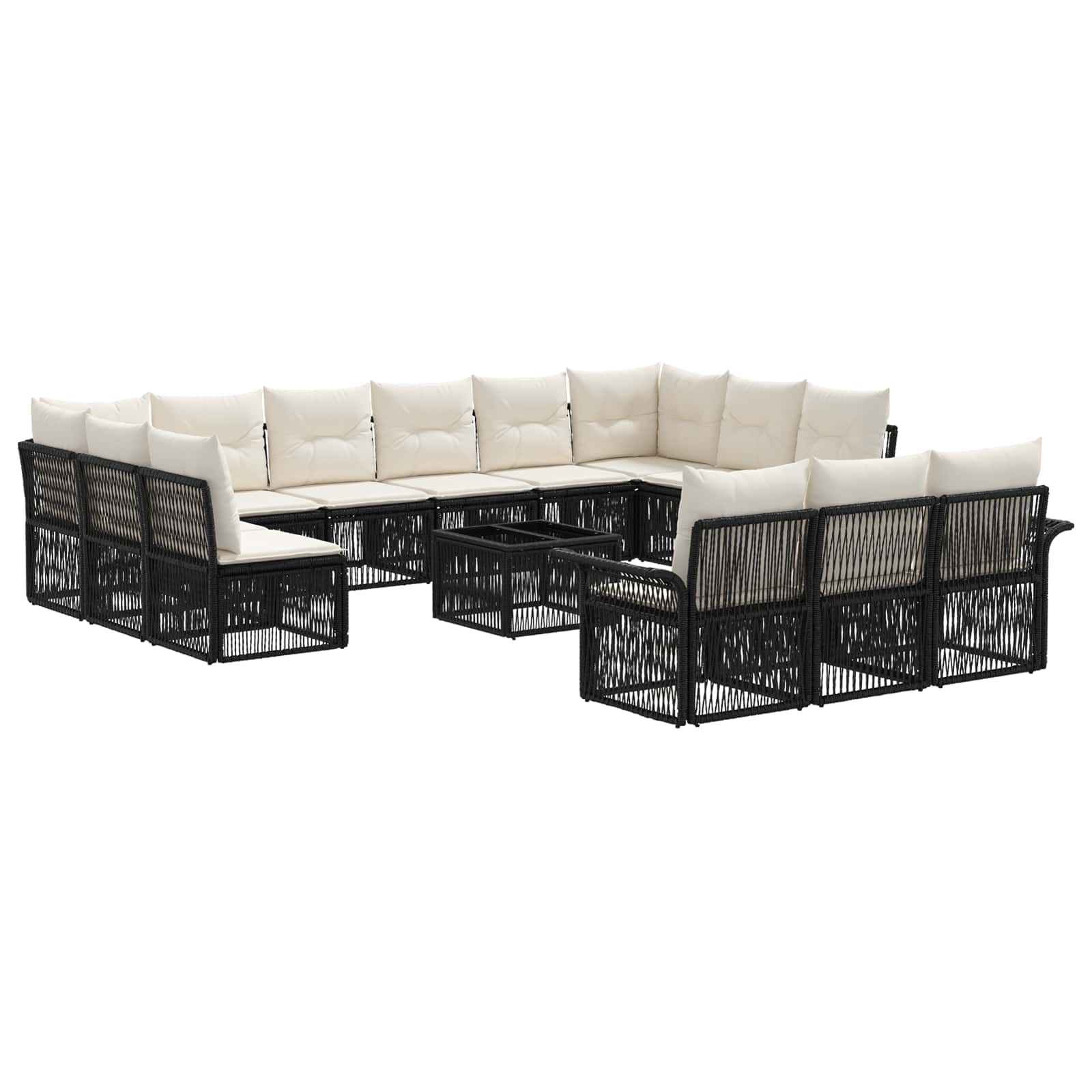 Conjunto de sofás de jardín 11 pcs Beige ratán sintético