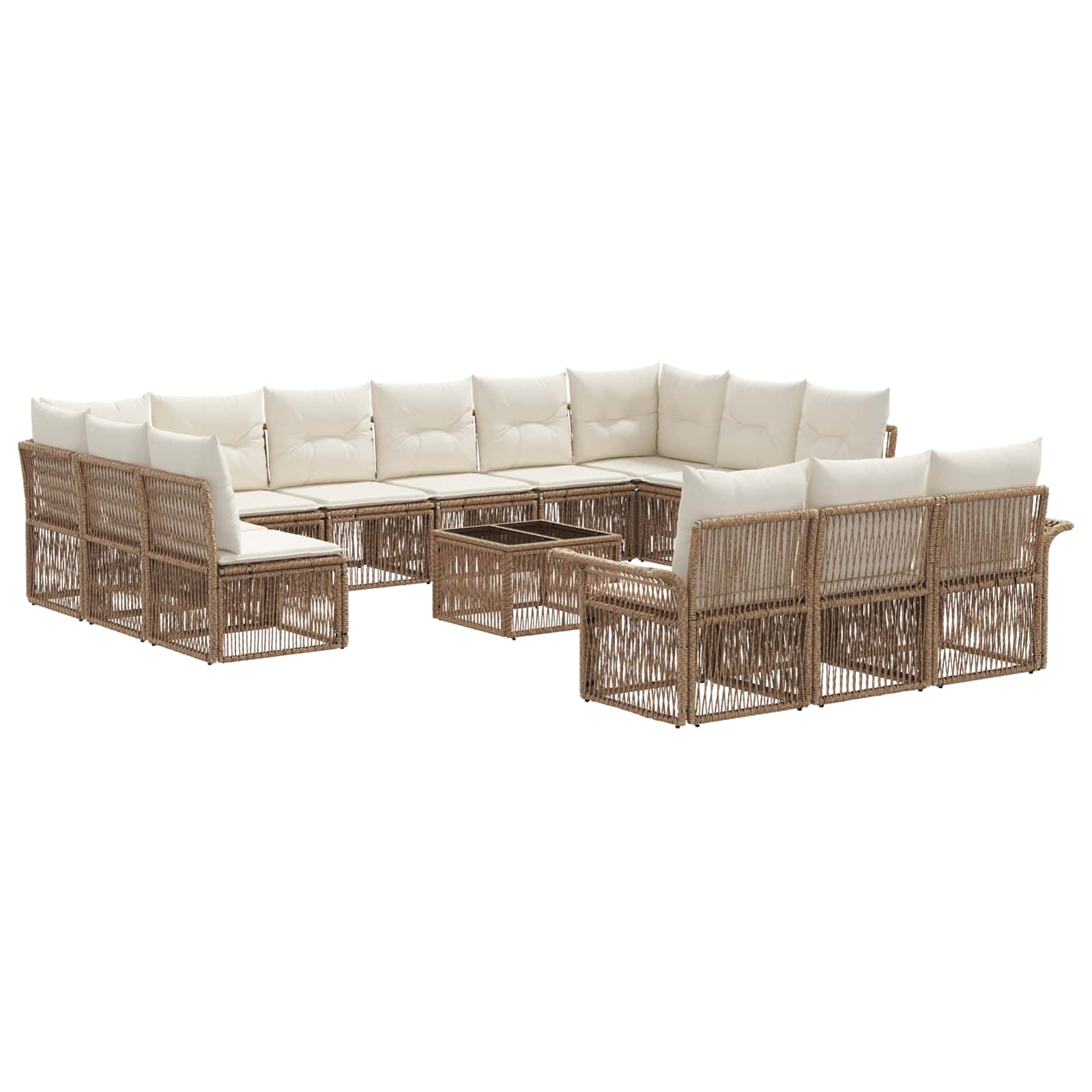 Conjunto de sofás de jardín 11 pcs Beige ratán sintético