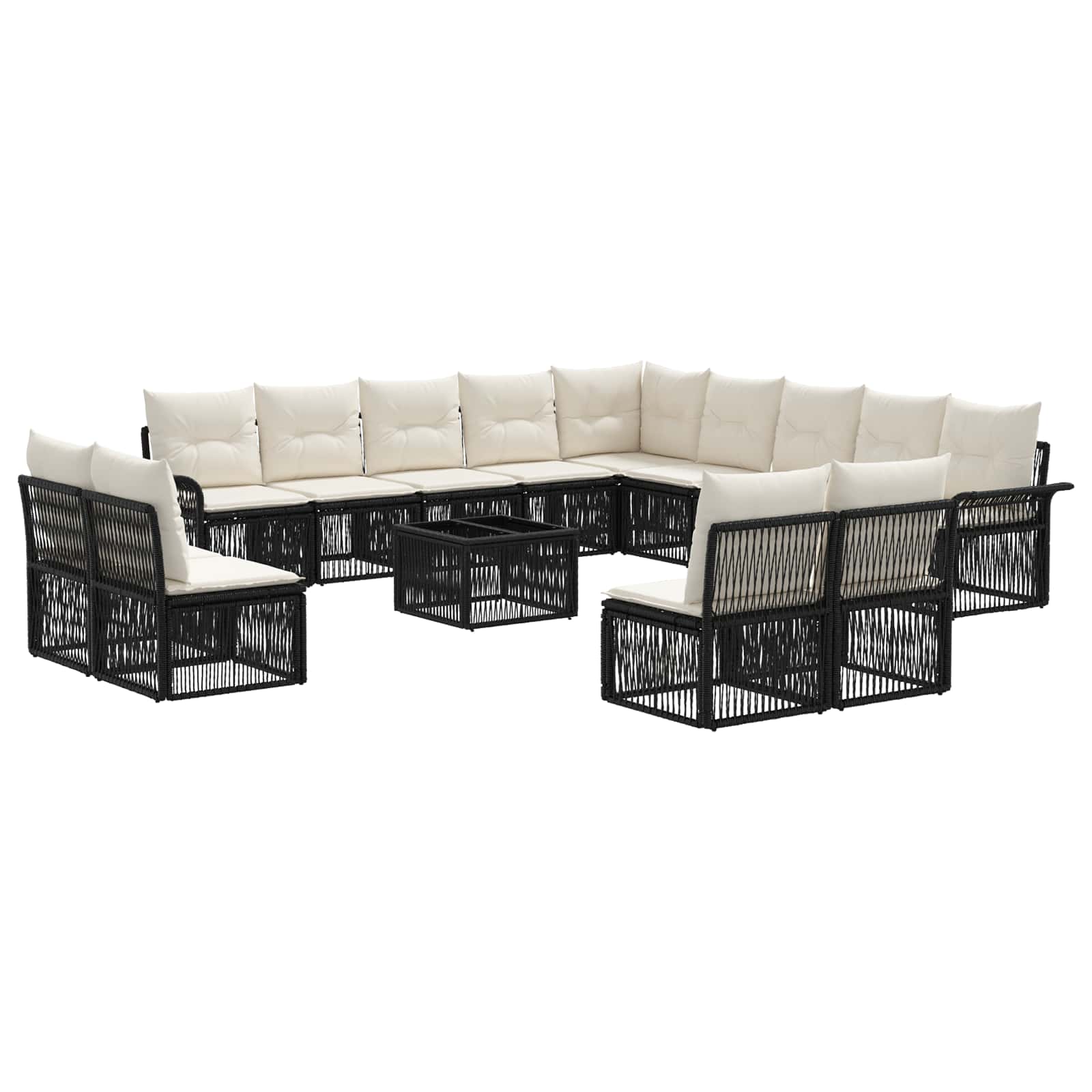 Conjunto de sofás de jardim 14 unid. Bege vime sintético