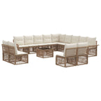 Conjunto de sofás de jardín 14 pcs Beige ratán sintético