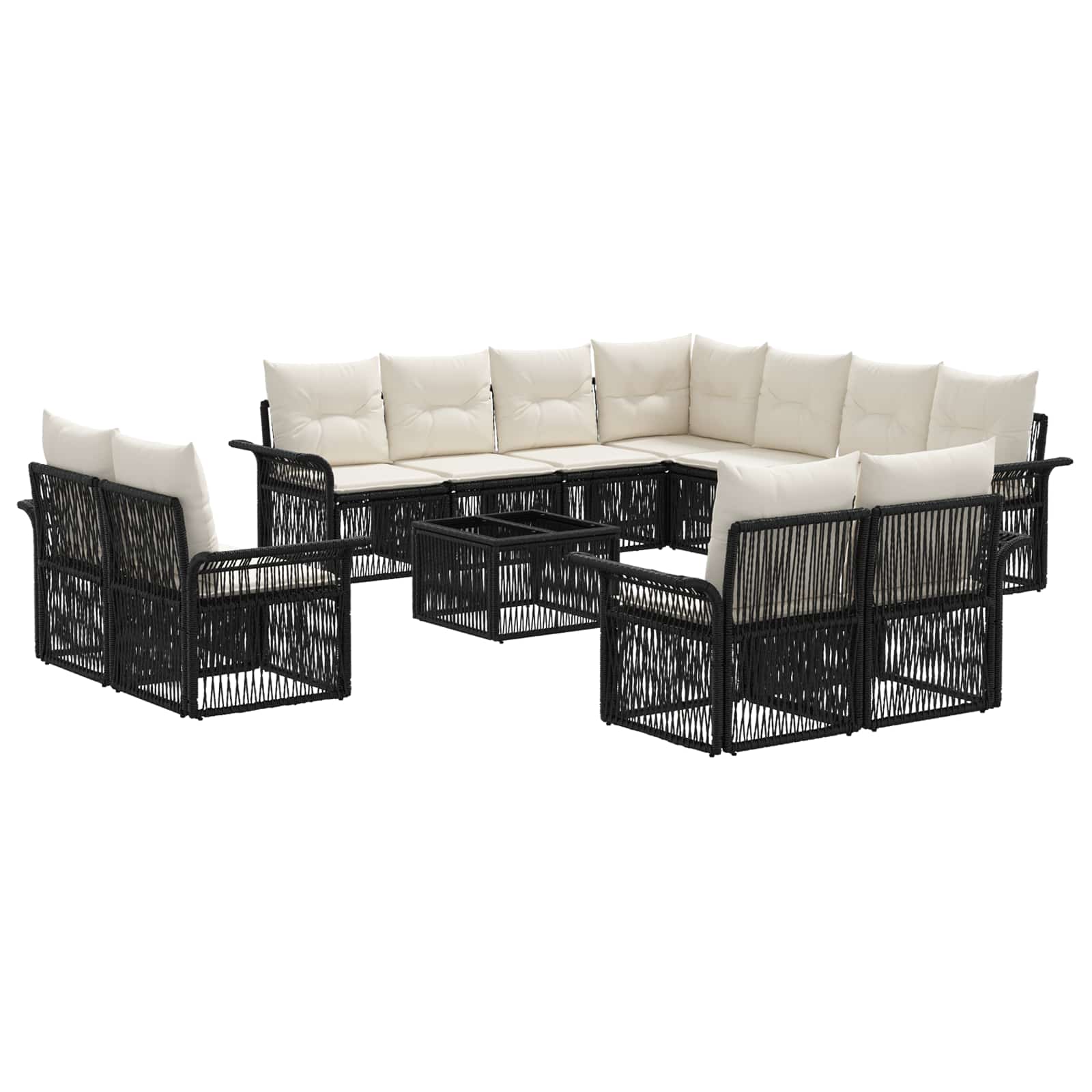 Conjunto de sofás de jardín 12 pcs Beige y blanco crema