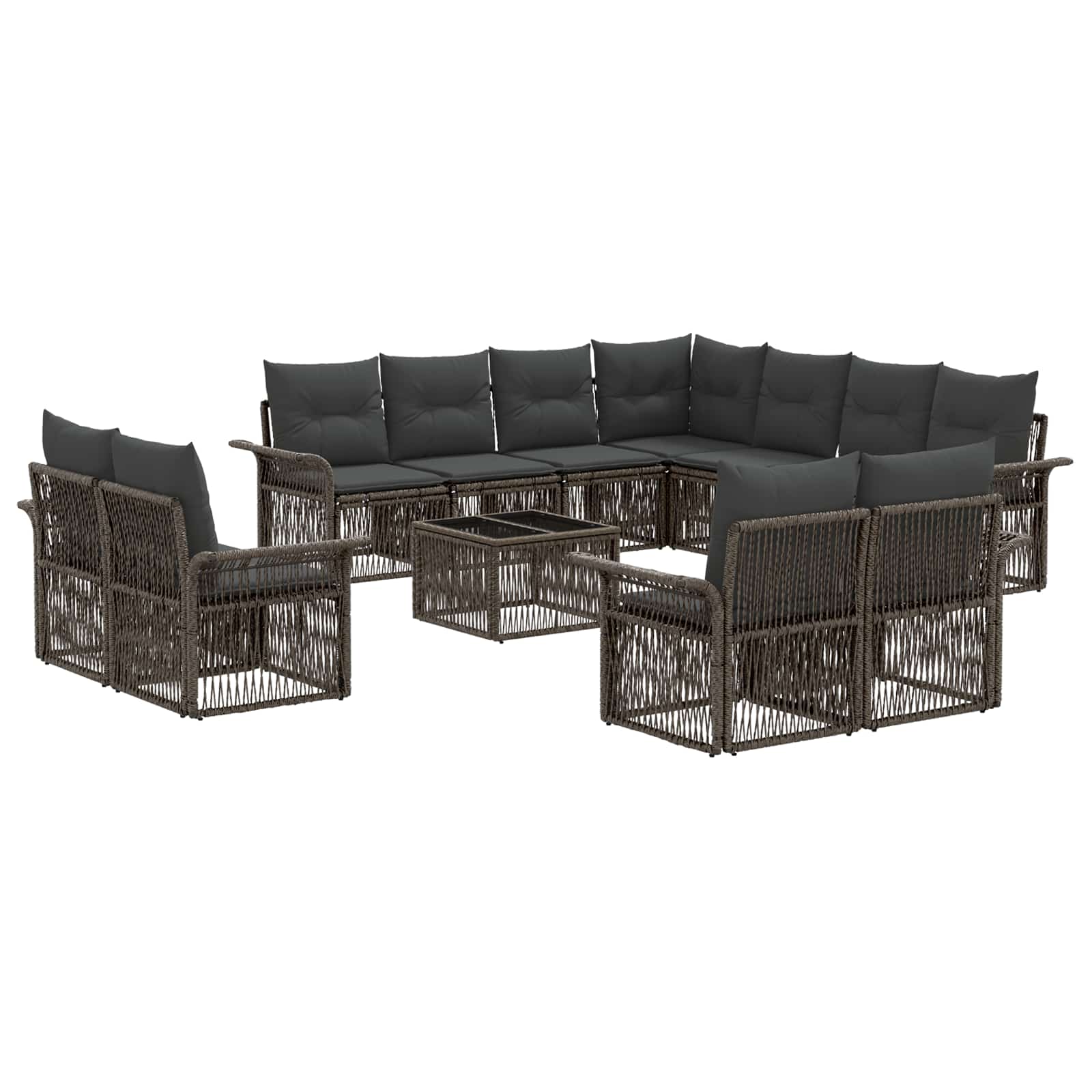 Conjunto de sofás de jardín 12 pcs Beige y blanco crema