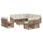 Conjunto de sofás de jardín 12 pcs Beige y blanco crema