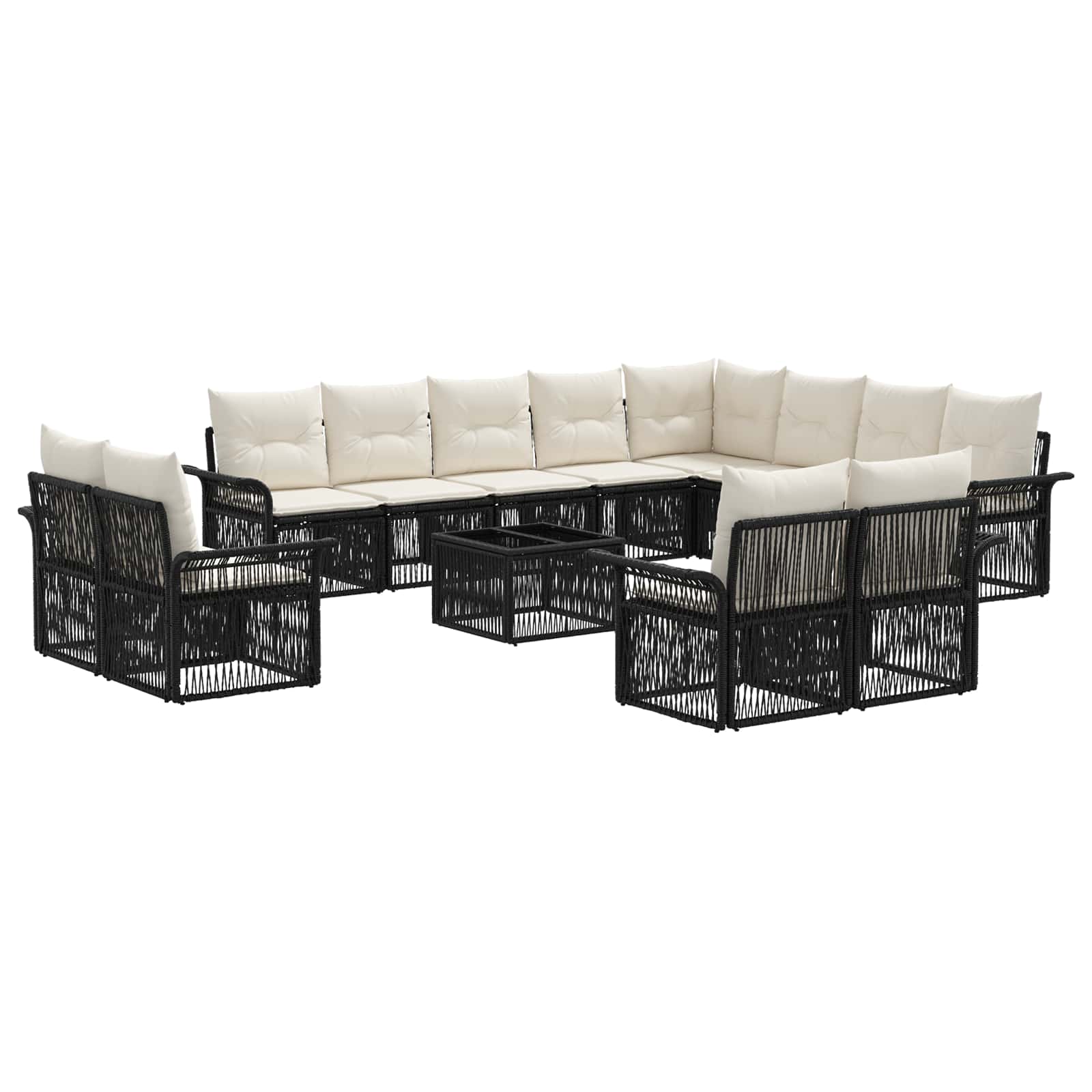 Conjunto de sofás de jardim 13 pçs Bege e branco creme