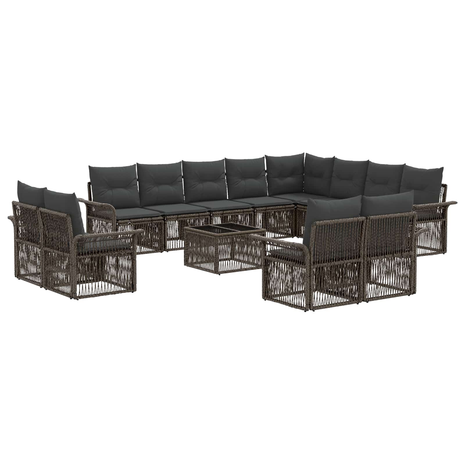 Conjunto de sofás de jardim 13 pçs Bege e branco creme