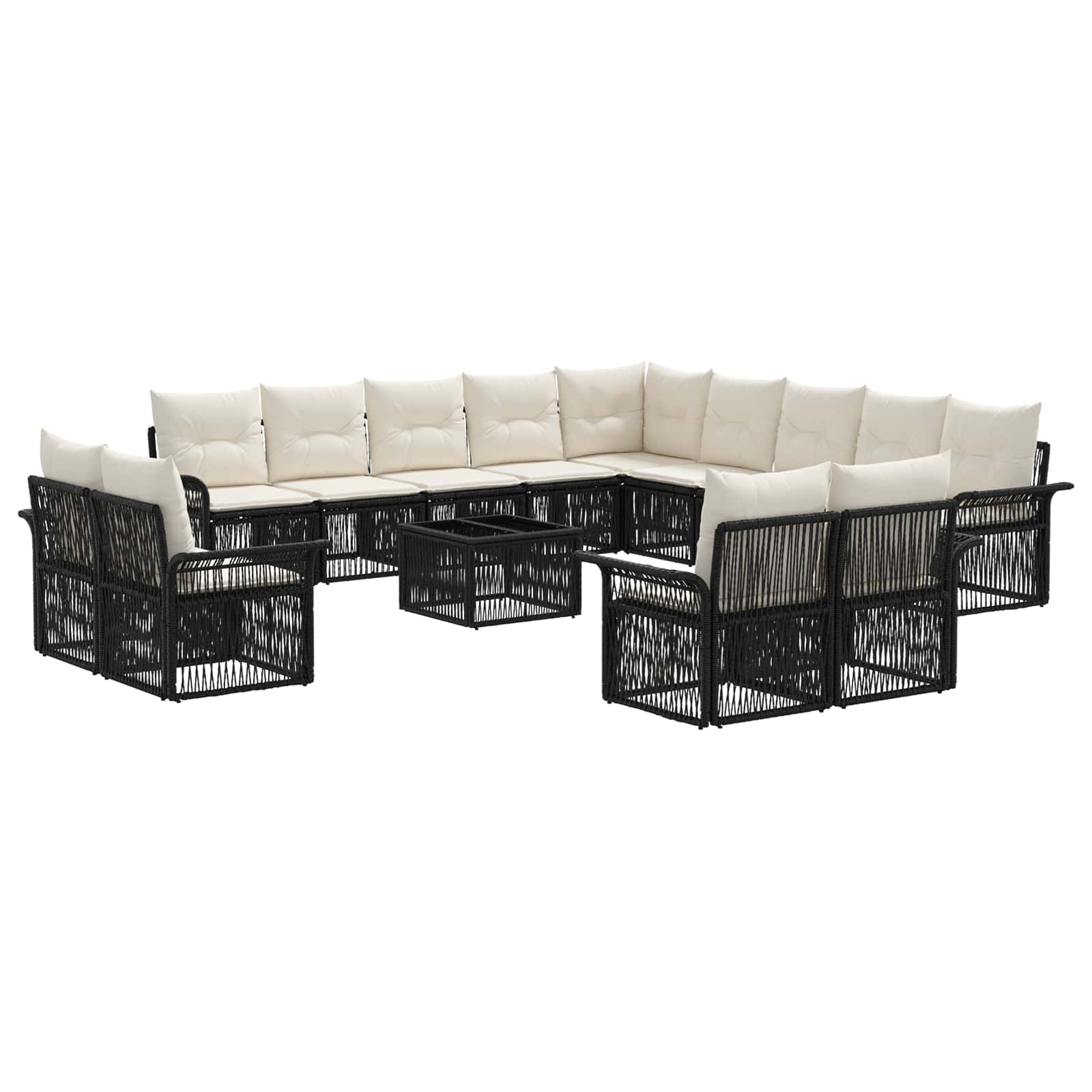 Conjunto de sofás de jardín 14 pcs Beige y blanco crema