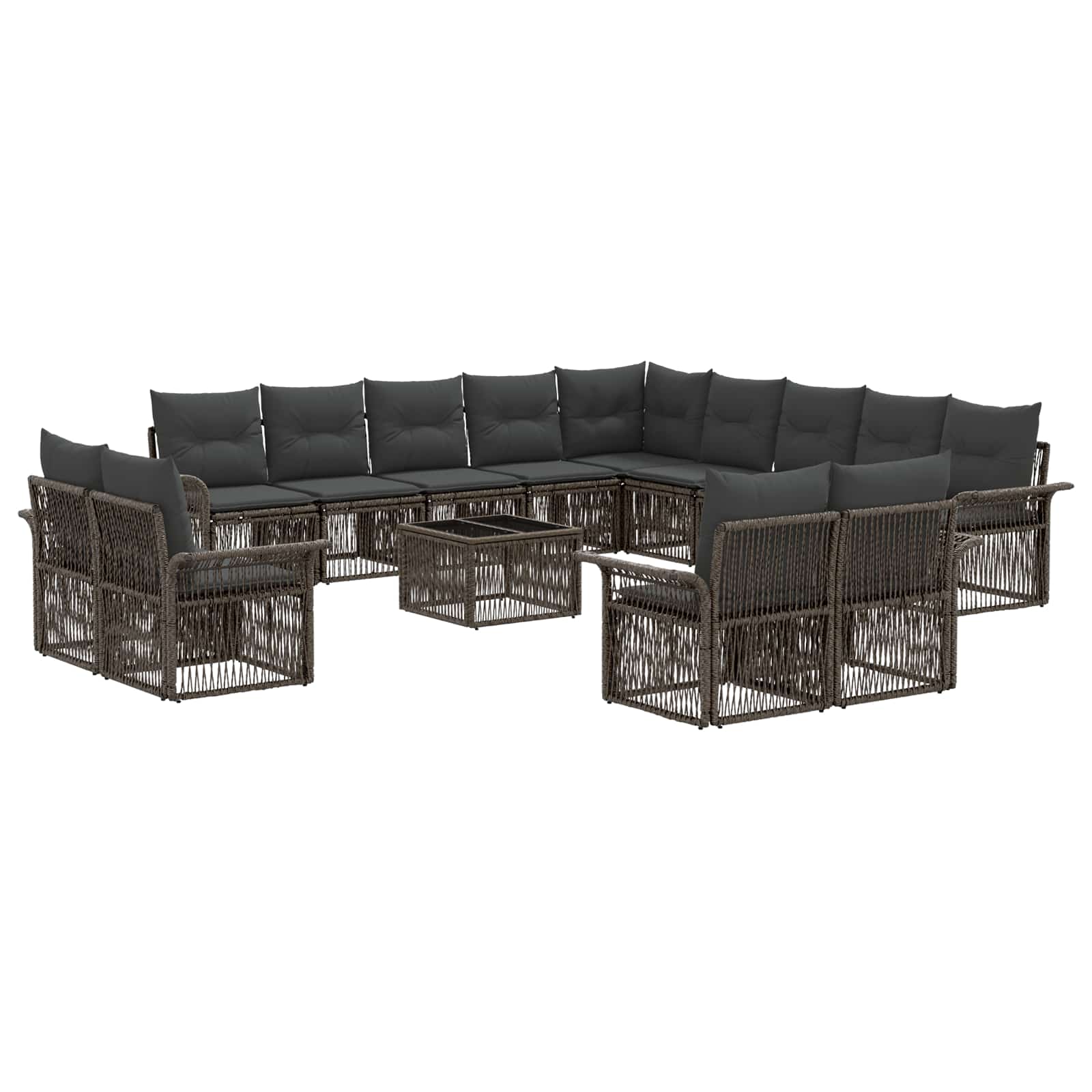 Conjunto de sofás de jardín 14 pcs Beige y blanco crema
