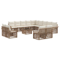 Conjunto de sofás de jardín 14 pcs Beige y blanco crema