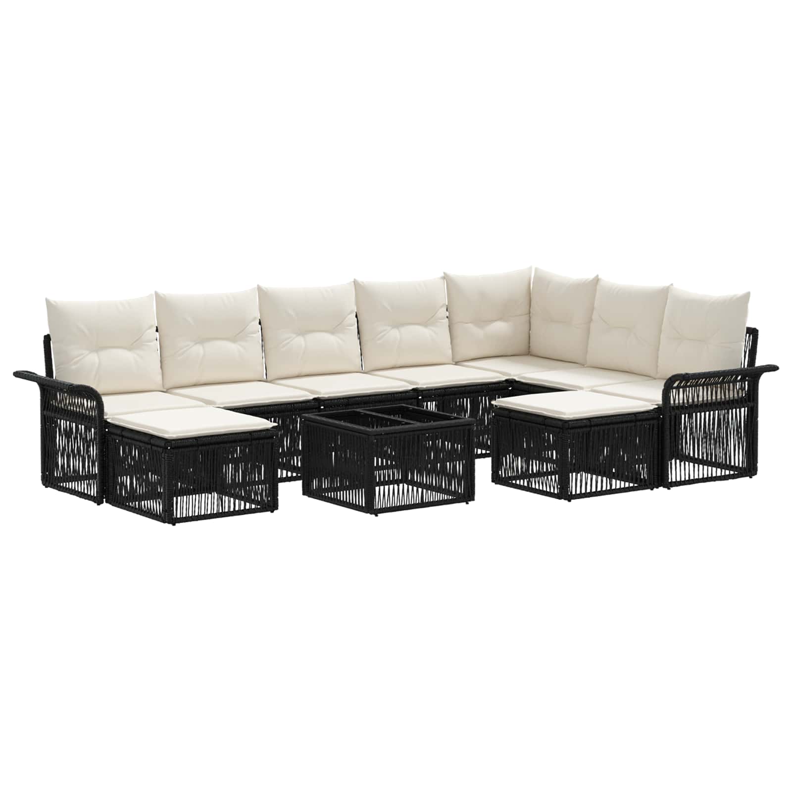 Conjunto de sofás de jardín 10 pcs Beige y blanco crema