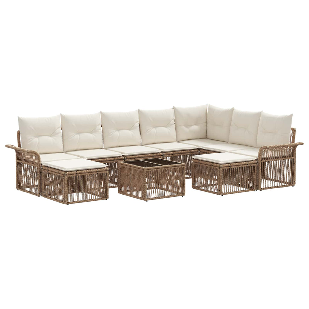 Conjunto de sofás de jardín 10 pcs Beige y blanco crema