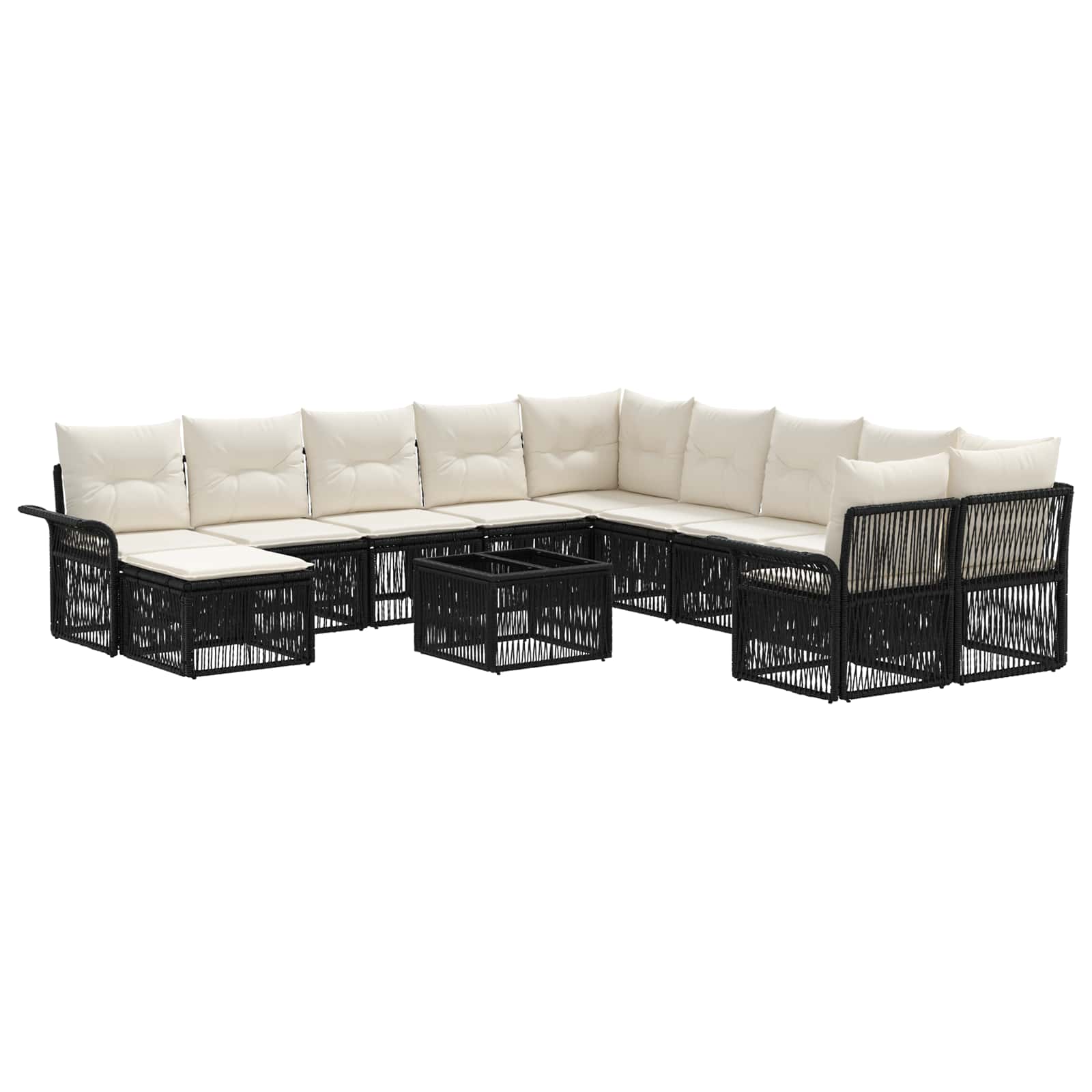 Conjunto de sofás de jardín 12 pcs Beige y blanco crema