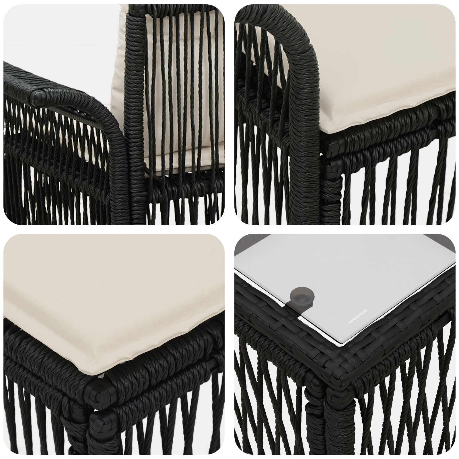Conjunto de sofás de jardín 13 pcs Negro y Blanco Crema
