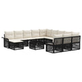 Conjunto de sofás de jardín 13 pcs Negro y Blanco Crema