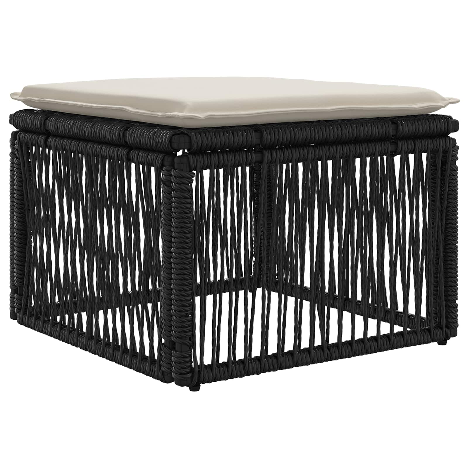 Conjunto de sofás de jardín 13 pcs Negro y Blanco Crema