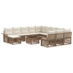 Conjunto de sofás de jardín 13 pcs Beige y blanco crema