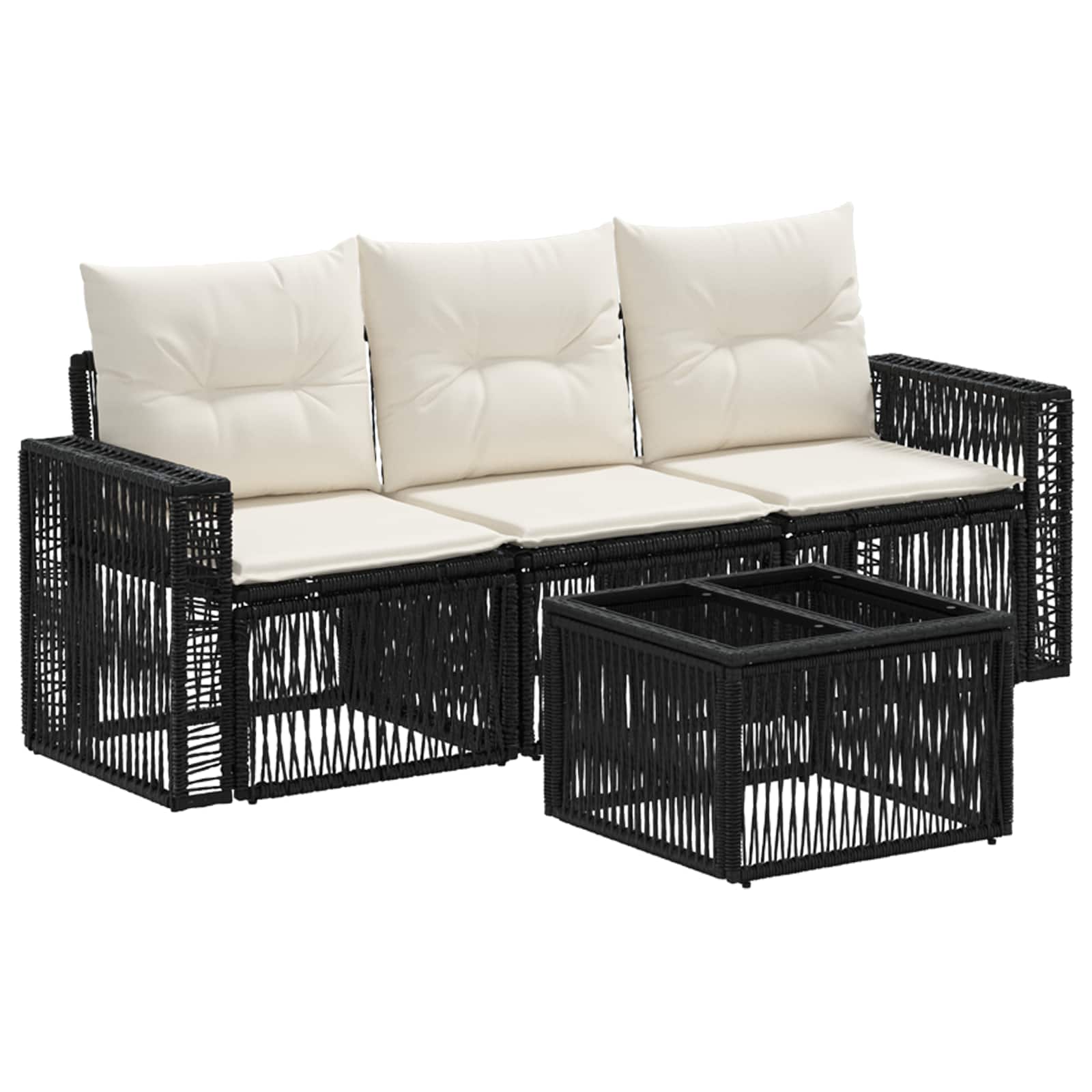 Conjunto de sofás de jardín 4 pcs Beige y blanco crema