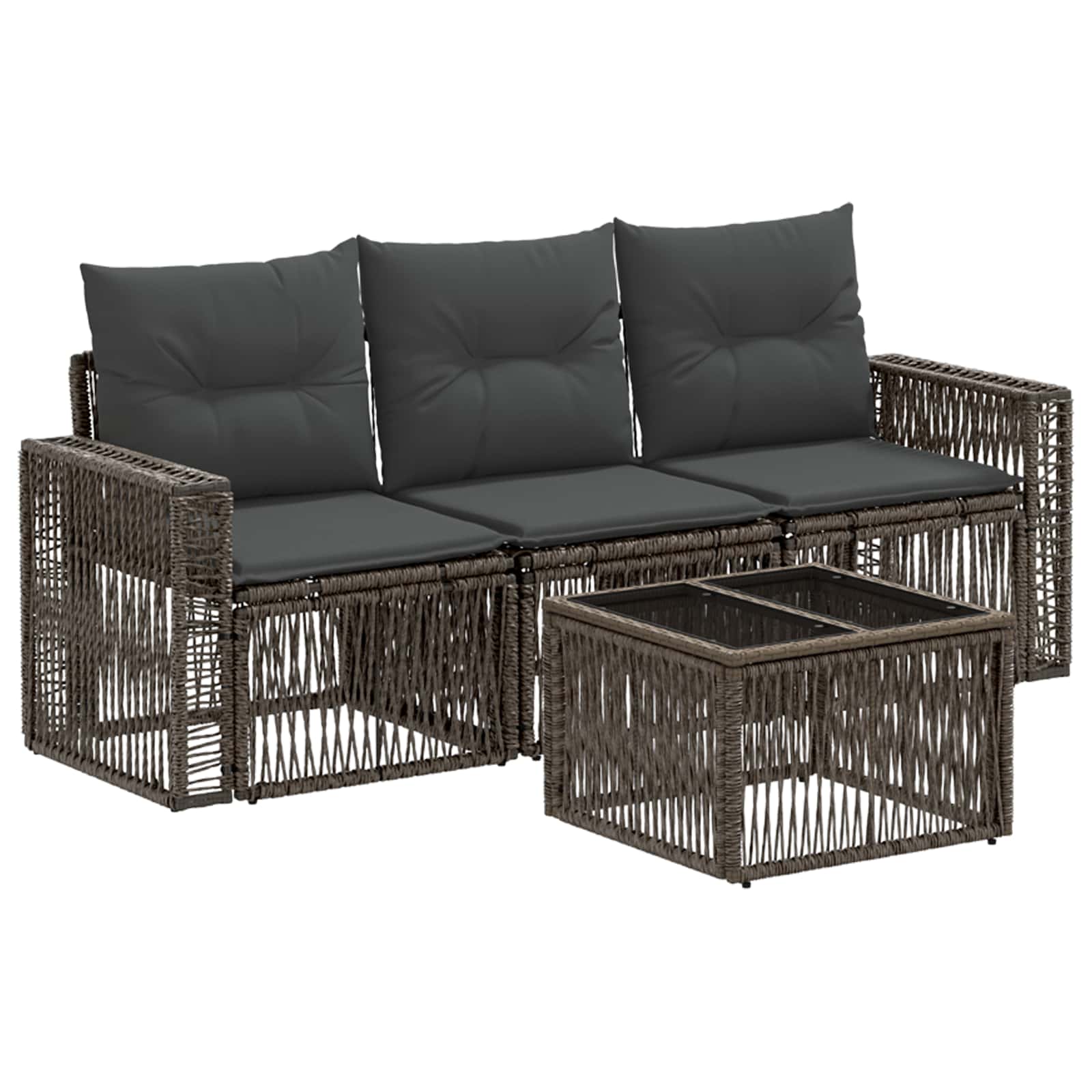 Conjunto de sofás de jardín 4 pcs Beige y blanco crema