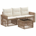 Conjunto de sofás de jardín 4 pcs Beige y blanco crema