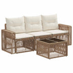 Conjunto de sofás de jardín 4 pcs Beige y blanco crema