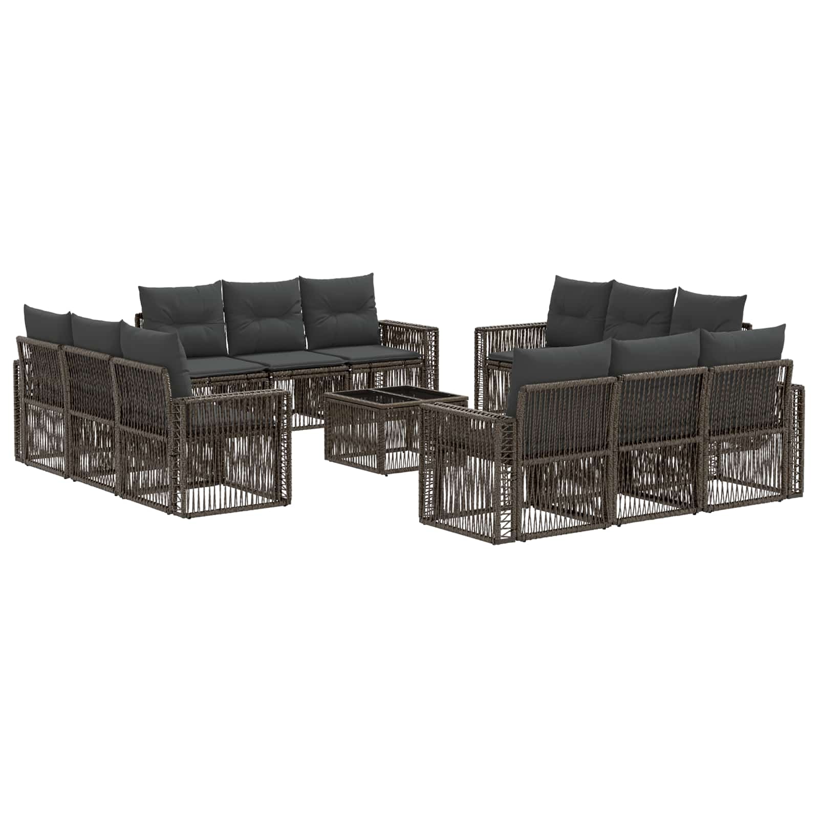 Conjunto de sofás de jardín 13 pcs Beige y blanco crema