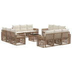 Conjunto de sofás de jardín 13 pcs Beige y blanco crema