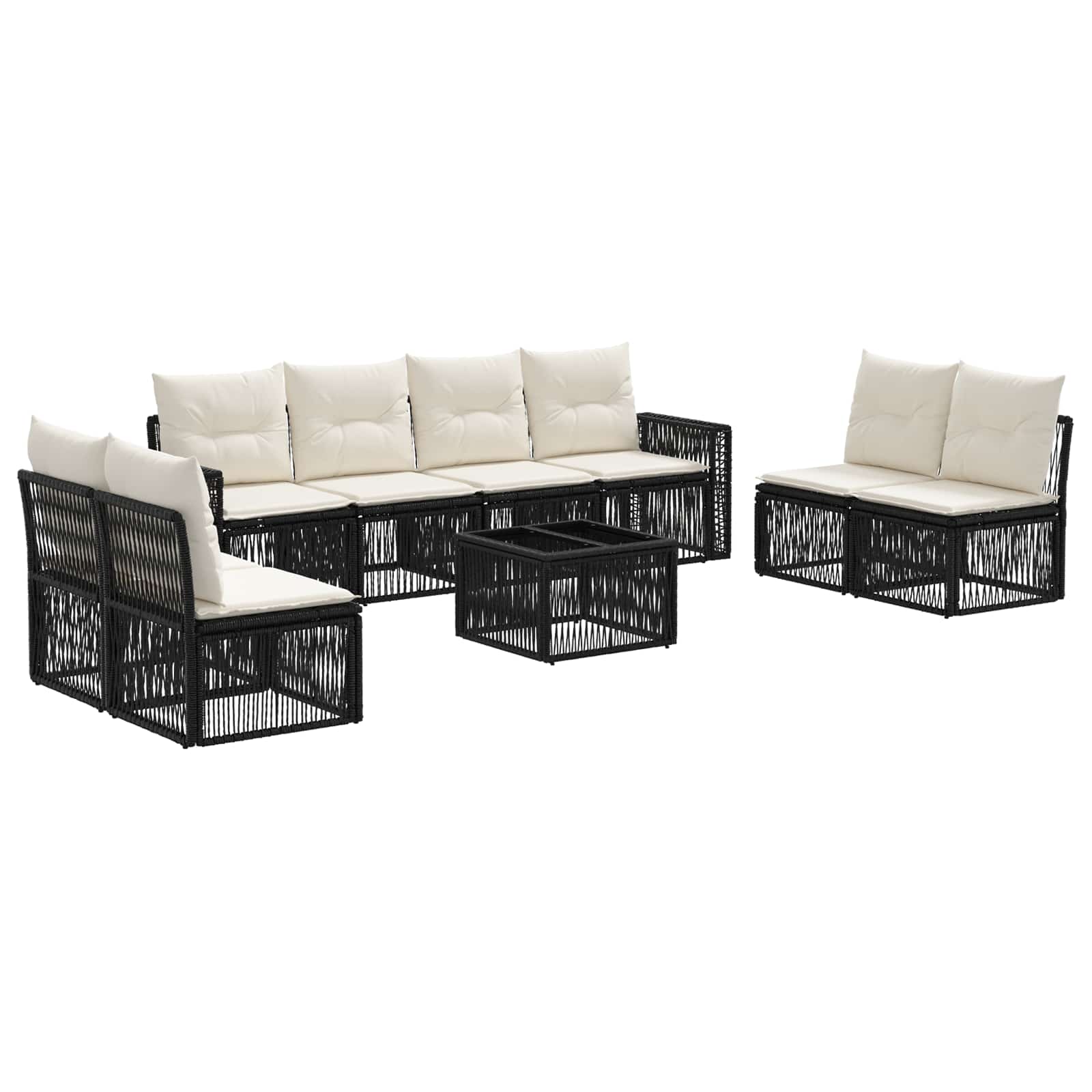 Conjunto de sofás de jardín 9 pcs Beige y blanco crema