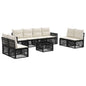 Conjunto de sofás de jardim 9 peças Bege e branco creme
