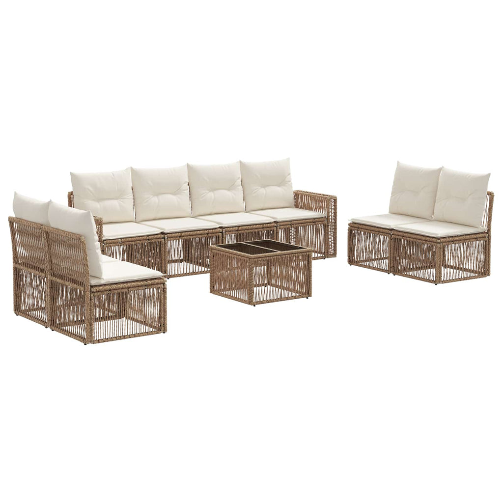 Conjunto de sofás de jardín 9 pcs Beige y blanco crema