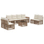 Conjunto de sofás de jardim 9 peças Bege e branco creme