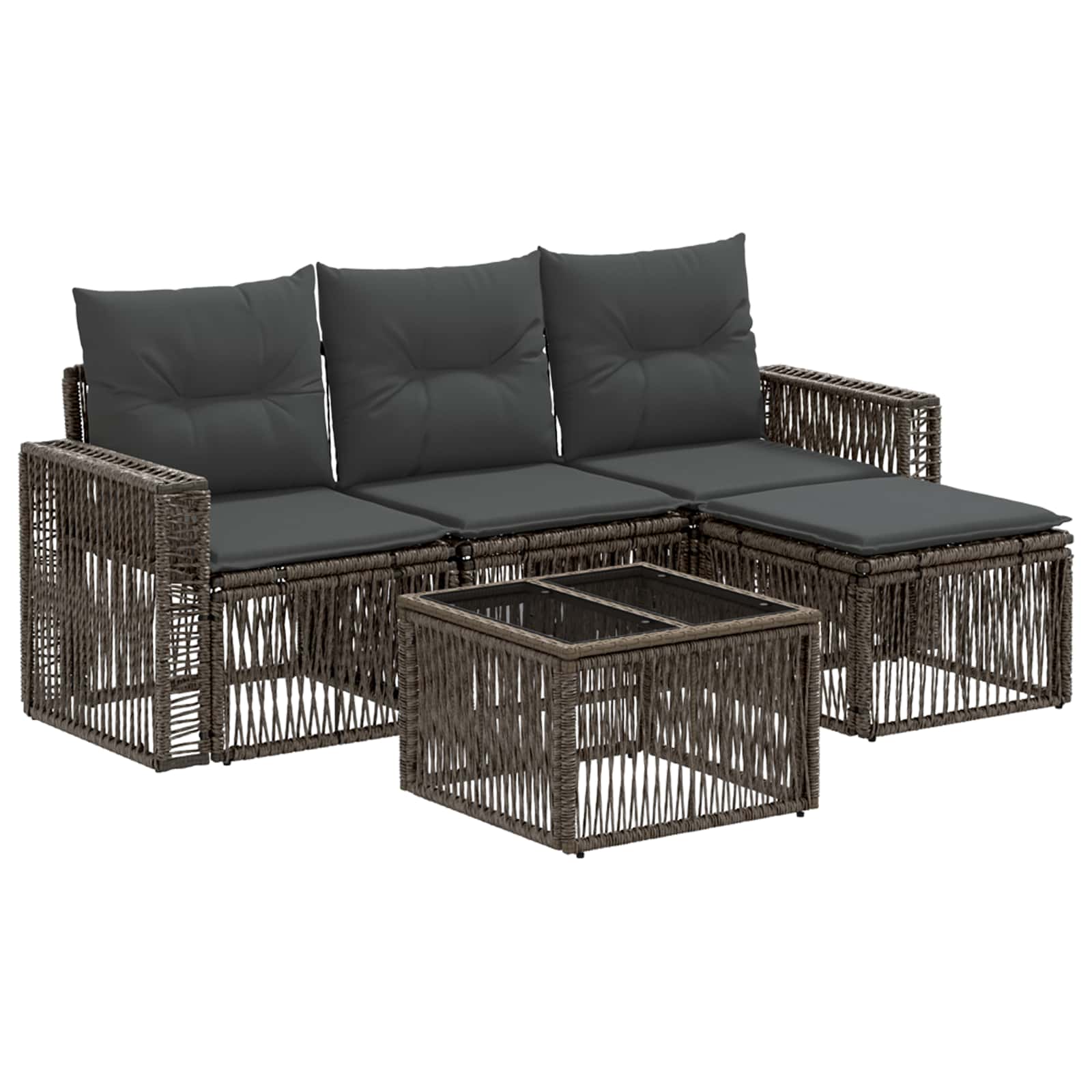 Conjunto de sofás de jardim 5 pcs Bege e branco-creme