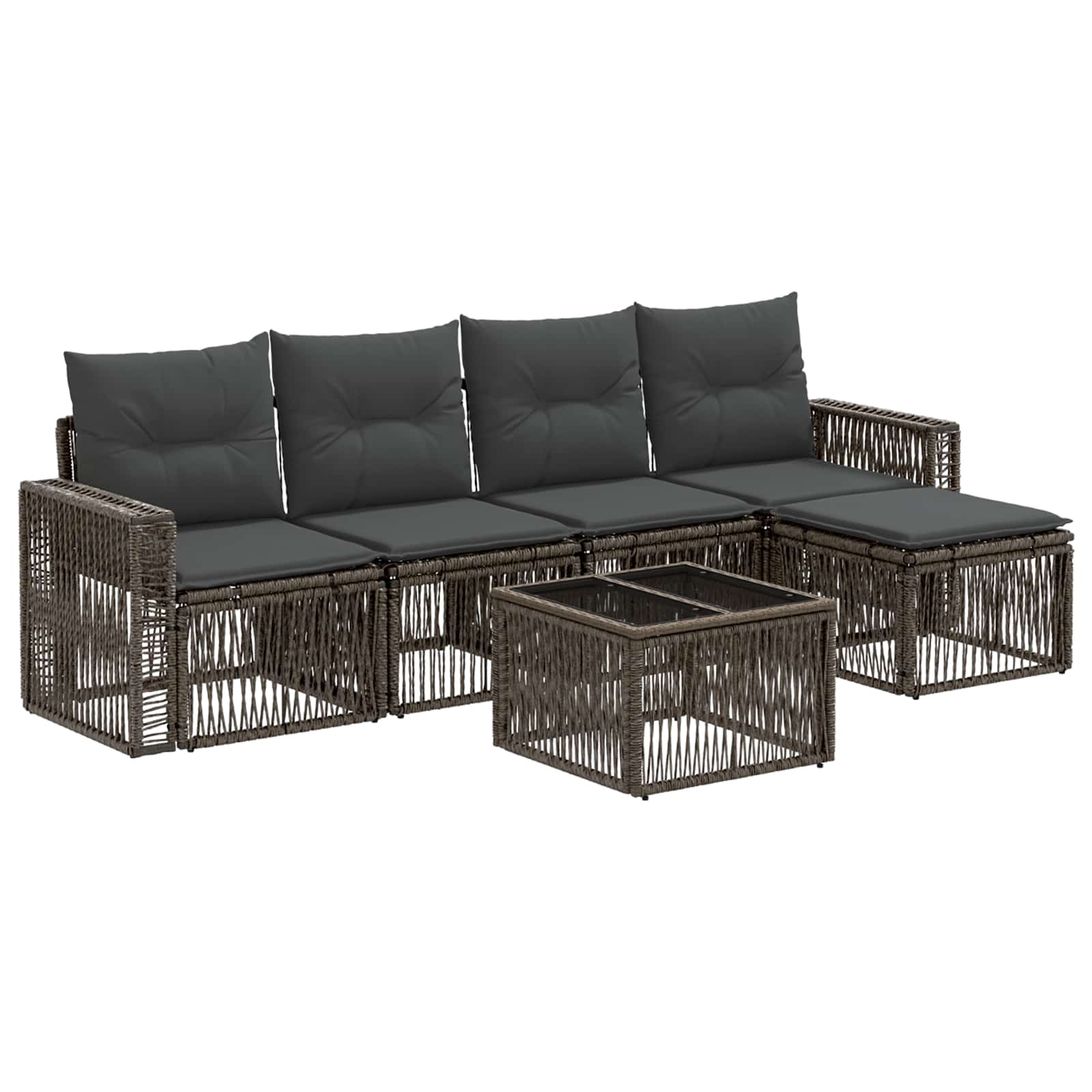 Conjunto de sofás de jardín 6 pcs Beige y blanco crema