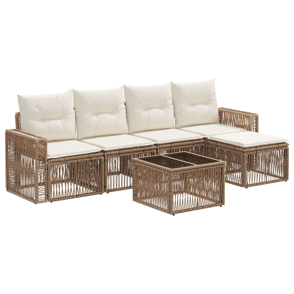 Conjunto de sofás de jardín 6 pcs Beige y blanco crema
