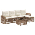 Conjunto de sofás de jardín 6 pcs Beige y blanco crema