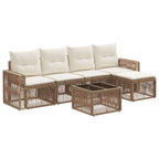 Conjunto de sofás de jardín 6 pcs Beige y blanco crema
