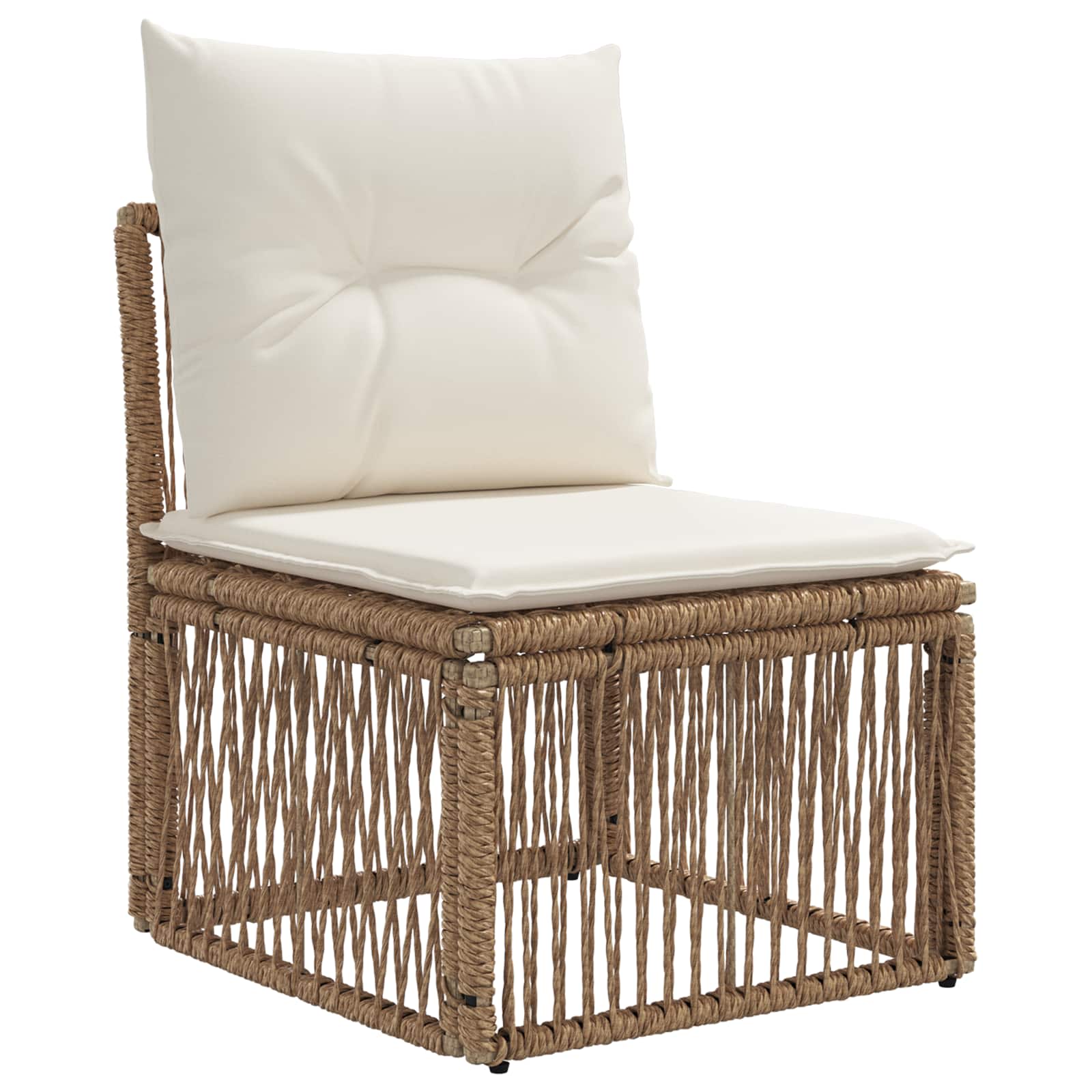 Conjunto de sofás de jardín 6 pcs Beige y blanco crema